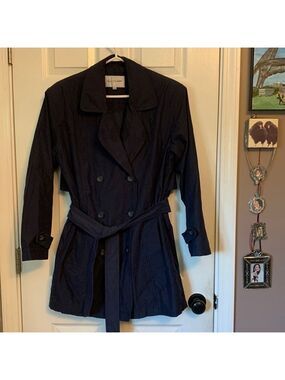 Womens Gloria Vanderbilt Lightweight Navy blue Belted Jacket Small